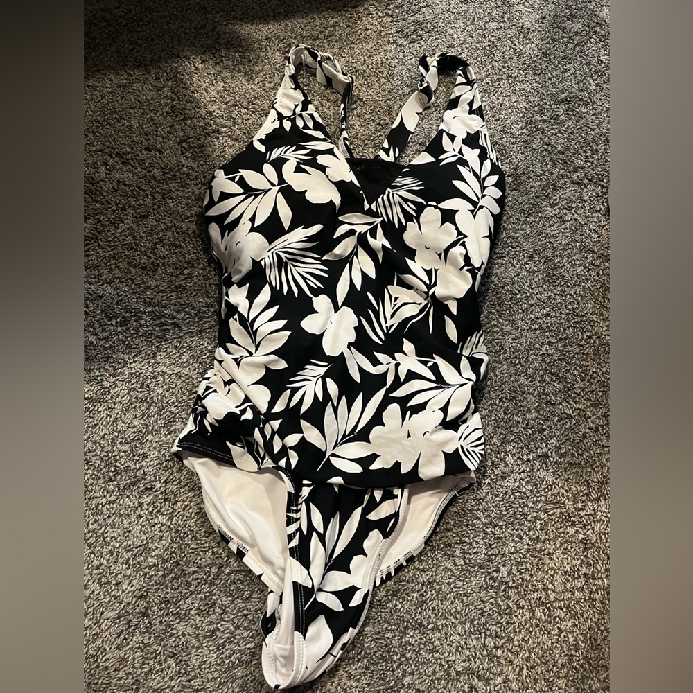 Floral Black and White womens One Piece